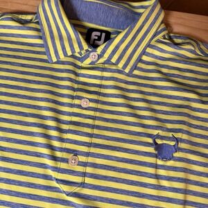 FootJoy Performance Polo Shirt Men XXL 2XL Green Blue Striped Stretch Wicking